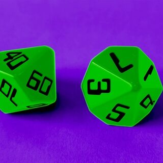 2x Fluorescent d10 dice for Andromeda