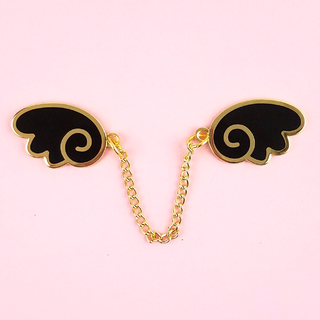 Angel Wings Gold/Black Enamel Pin