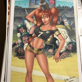 LARGE PRINT H: BANZAI FOOTBALL FOLLIES! -- 11" x 17" autographed