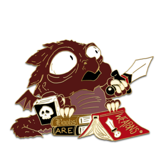 "Books are weapons" pin