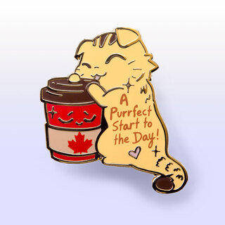 Enamel Pin A Purrfect Start To The Day Timmies Version (Scottish Fold Cat)