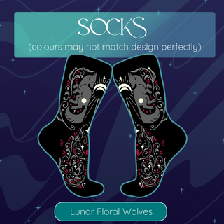 Floral Lunar Wolves Socks