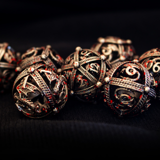 Hollow Bloody Dragon- Silver Metal Dice RPG Set