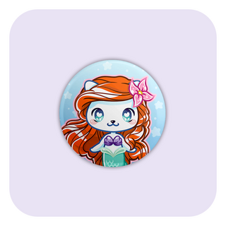 Nya Nya Neko Ariel Mermaid Badge Button