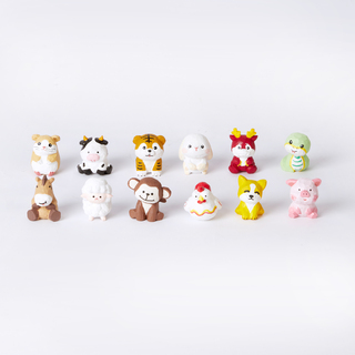 Twelve Zodiac Spirits Carved in Natural Wood