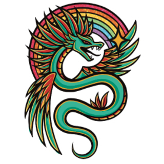 Aztec Quetzalcóatl 3" XL Glitter pin