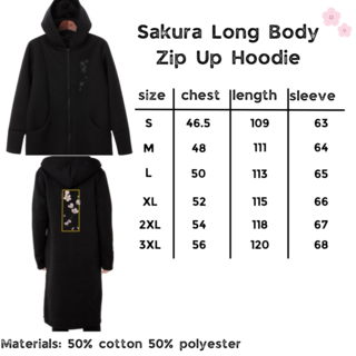 Sakura Long Body Zip Up Hoodie