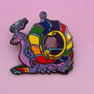 Sarmatian sea snail 9 stripe pride flag enamel pin