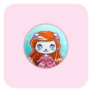 Nya Nya Neko Ariel Pink Gown Badge Button