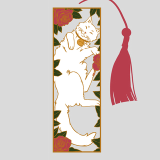 Preorder White Cat Metal Bookmark