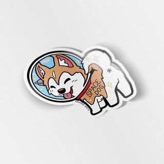 Vinyl Sticker Space Dog Husky