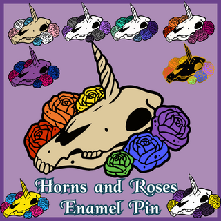 Horns and Roses Enamel Pin