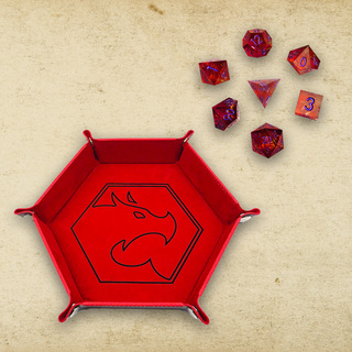 Penny Dragon Red Resin Dice & Vault Pack