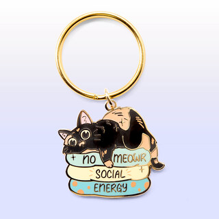 Keychain No Meowr Social Energy (Tortoiseshell Cat)