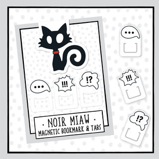 Noir Miaw Magnetic Bookmark & Tabs Set