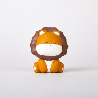 Lali Carved Wooden Cunning Lion with a Fluffy Mane