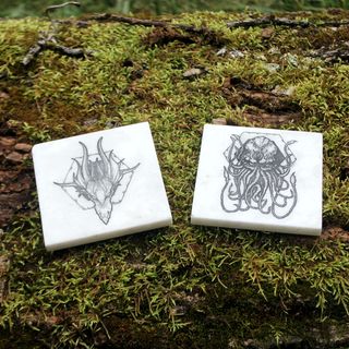 White Marble Coasters - Monster Series
