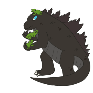 Godzilla & Frogs Enamel Pin