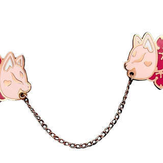 Kitsune Pink: Chain Connected Enamel Pin