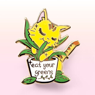 Enamel Pin Eat Your Greens (Orange Tabby Cat)