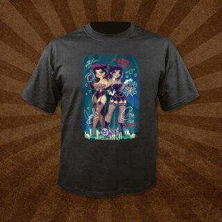 Janelle & Circe Pin-Up Art Black T-Shirt