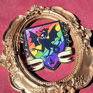 Past Heraldry Rainbow Pride Cockatrice Pin