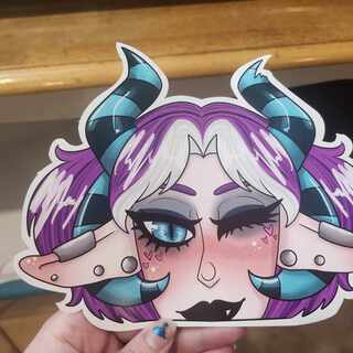 Winking Demon Girl Peeker Sticker