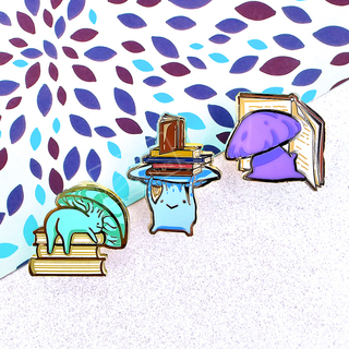 Bookish Shroomies - Set of 3 Enamel Pins