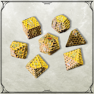 Amber Dragon Metal Dice Set