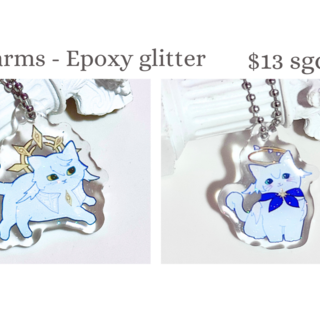 Cat epoxy glitter charm