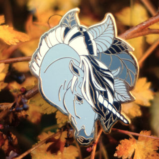 Unicorn Enamel Pin - Autumn B&W
