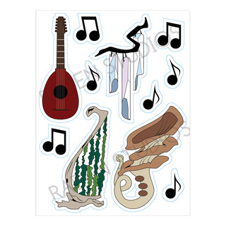 Mythical Bard Series 1 Instruments Clear Sticker Sheet