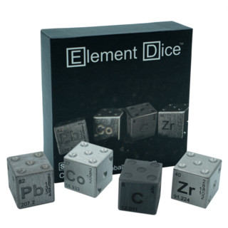 (Set D) D6 Element Dice (Carbon, Cobalt, Lead, Zirconium)