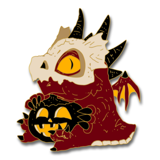 "Hector" Pumpkin Skull derpy pin