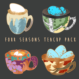 Four Seasons Teacup Mini Enamel Pin Set