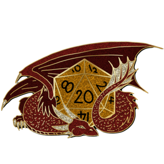 Red Dragon Dice Hoarder - Dungeon Derpies pin