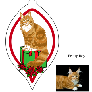 Red/Ginger Tabby Squishing the Bow Ornament