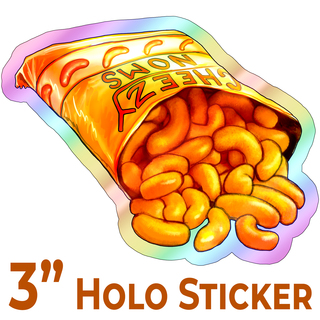 3" "Cheezy Noms" Holographic Sticker