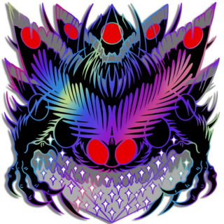 Rainbow Distorted Mothman Pin