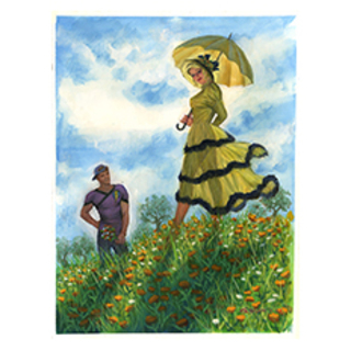 Parasol Girl on Hill 8½ x 11" Print