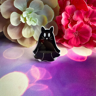 Black and White Cat Sheet Ghost Pin