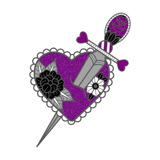 Dagger & Heart Pin - Asexual