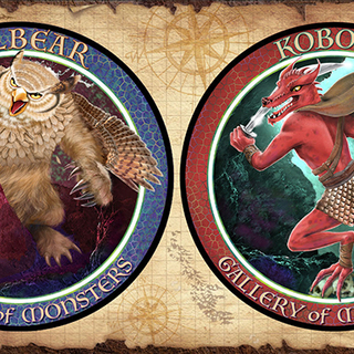 Owlbear and Kobold Drink Coasters - Set of Four Total  (2 of each design)