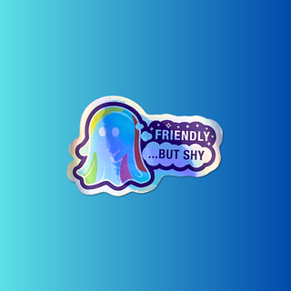 Friendly But Shy Ghost Holographic Sticker