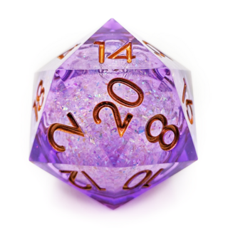 Liquid Core Giant D20, 33mm | (Purple with Copper Numbers)