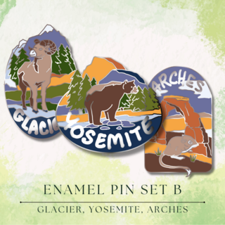 Pin Set | B - Glacier, Yosemite, Arches
