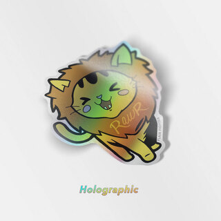 Holographic Vinyl Stickers Rawr Lion Cat