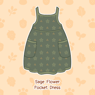 (Bottom) Sage Flower Pocket Dress