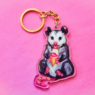 Ice Cream Opossum Keychain