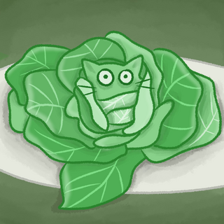 Plated Cabbage Cat Print